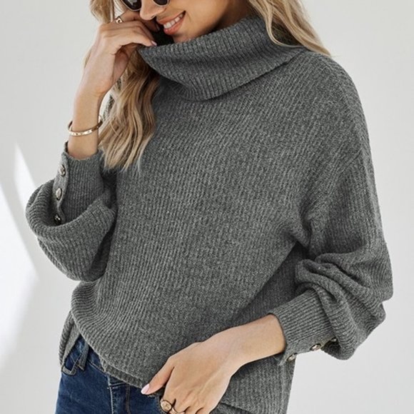 Ribbed knit pullover turtleneck SWEATER - CREAM - Picture 4 of 16